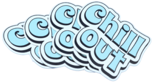 multiple stickers that say chill out